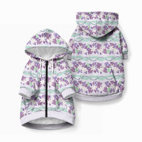 Monstera Tiare Plumeria Lei Pattern Pet Hoodie Purple Version LT01 Zip-up Purple - Polynesian Pride