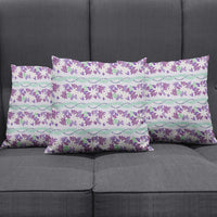 Monstera Tiare Plumeria Lei Pattern Pillow Cover Purple Version