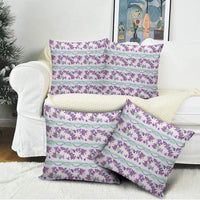 Monstera Tiare Plumeria Lei Pattern Pillow Cover Purple Version