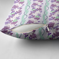 Monstera Tiare Plumeria Lei Pattern Pillow Cover Purple Version