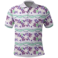 Monstera Tiare Plumeria Lei Pattern Polo Shirt Purple Version LT01 Purple - Polynesian Pride