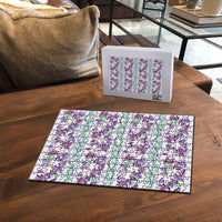 Monstera Tiare Plumeria Lei Pattern Puzzle Purple Version