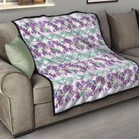 Monstera Tiare Plumeria Lei Pattern Quilt Purple Version
