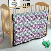 Monstera Tiare Plumeria Lei Pattern Quilt Purple Version