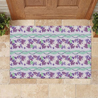 Monstera Tiare Plumeria Lei Pattern Rubber Doormat Purple Version