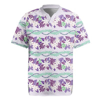 Monstera Tiare Plumeria Lei Pattern Rugby Jersey Purple Version