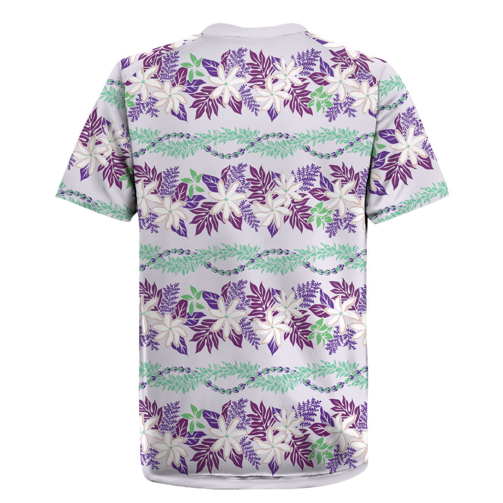 Monstera Tiare Plumeria Lei Pattern Rugby Jersey Purple Version