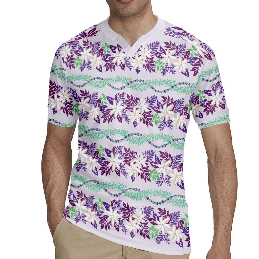 Monstera Tiare Plumeria Lei Pattern Rugby Jersey Purple Version
