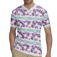 Monstera Tiare Plumeria Lei Pattern Rugby Jersey Purple Version