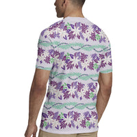 Monstera Tiare Plumeria Lei Pattern Rugby Jersey Purple Version