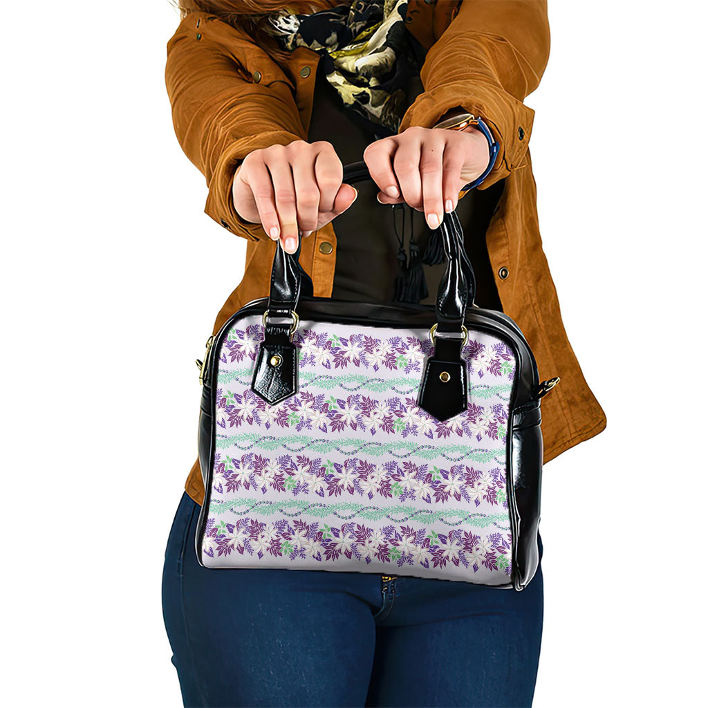 Monstera Tiare Plumeria Lei Pattern Shoulder Handbag Purple Version LT01 One Size Purple - Polynesian Pride