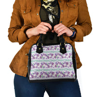Monstera Tiare Plumeria Lei Pattern Shoulder Handbag Purple Version LT01 - Polynesian Pride