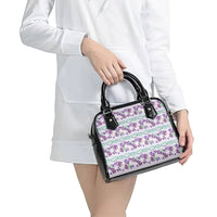 Monstera Tiare Plumeria Lei Pattern Shoulder Handbag Purple Version LT01 - Polynesian Pride