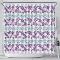 Monstera Tiare Plumeria Lei Pattern Shower Curtain Purple Version
