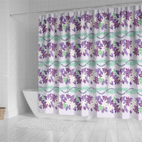 Monstera Tiare Plumeria Lei Pattern Shower Curtain Purple Version