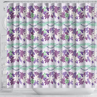 Monstera Tiare Plumeria Lei Pattern Shower Curtain Purple Version