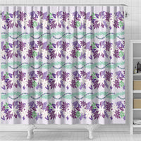 Monstera Tiare Plumeria Lei Pattern Shower Curtain Purple Version