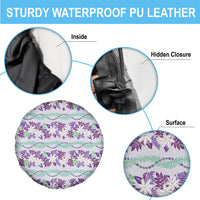 Monstera Tiare Plumeria Lei Pattern Spare Tire Cover Purple Version LT01 - Polynesian Pride
