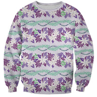 Monstera Tiare Plumeria Lei Pattern Sweatshirt Purple Version