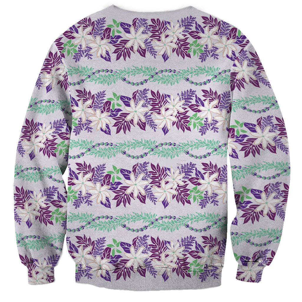 Monstera Tiare Plumeria Lei Pattern Sweatshirt Purple Version