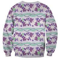 Monstera Tiare Plumeria Lei Pattern Sweatshirt Purple Version