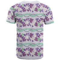 Monstera Tiare Plumeria Lei Pattern T Shirt Purple Version