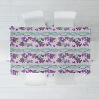 Monstera Tiare Plumeria Lei Pattern Tablecloth Purple Version