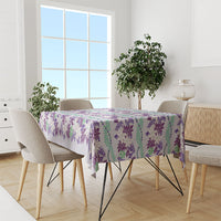 Monstera Tiare Plumeria Lei Pattern Tablecloth Purple Version