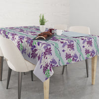 Monstera Tiare Plumeria Lei Pattern Tablecloth Purple Version