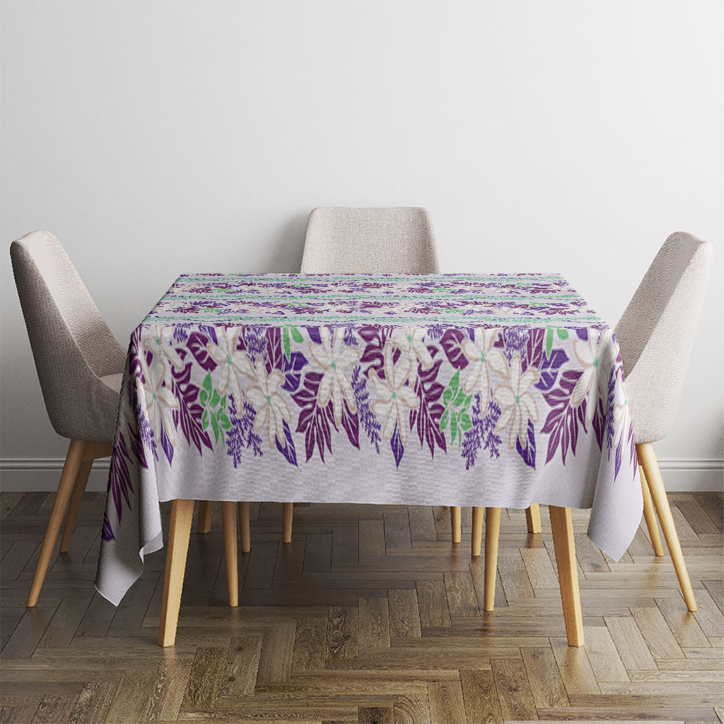 Monstera Tiare Plumeria Lei Pattern Tablecloth Purple Version