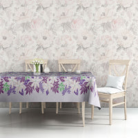 Monstera Tiare Plumeria Lei Pattern Tablecloth Purple Version