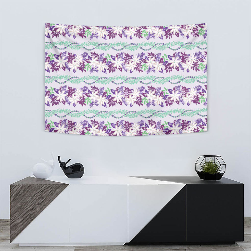 Monstera Tiare Plumeria Lei Pattern Tapestry Purple Version