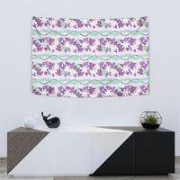 Monstera Tiare Plumeria Lei Pattern Tapestry Purple Version