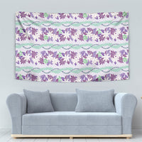 Monstera Tiare Plumeria Lei Pattern Tapestry Purple Version