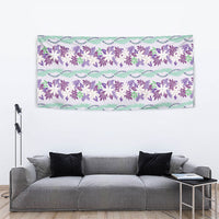 Monstera Tiare Plumeria Lei Pattern Tapestry Purple Version