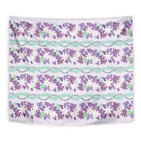 Monstera Tiare Plumeria Lei Pattern Tapestry Purple Version