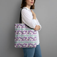 Monstera Tiare Plumeria Lei Pattern Tote Bag Purple Version