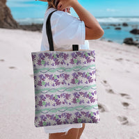 Monstera Tiare Plumeria Lei Pattern Tote Bag Purple Version