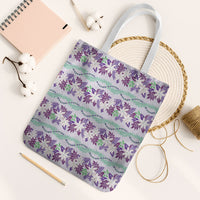 Monstera Tiare Plumeria Lei Pattern Tote Bag Purple Version