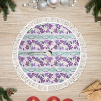 Monstera Tiare Plumeria Lei Pattern Tree Skirt Purple Version