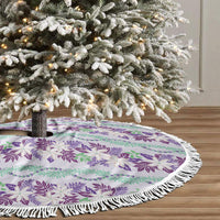 Monstera Tiare Plumeria Lei Pattern Tree Skirt Purple Version