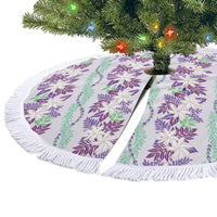 Monstera Tiare Plumeria Lei Pattern Tree Skirt Purple Version