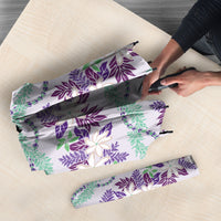 Monstera Tiare Plumeria Lei Pattern Umbrella Purple Version