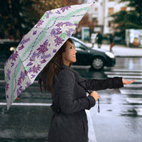 Monstera Tiare Plumeria Lei Pattern Umbrella Purple Version