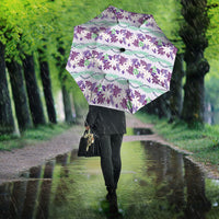 Monstera Tiare Plumeria Lei Pattern Umbrella Purple Version