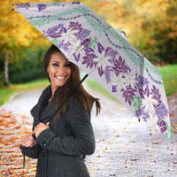 Monstera Tiare Plumeria Lei Pattern Umbrella Purple Version