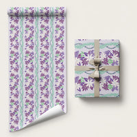 Monstera Tiare Plumeria Lei Pattern Wrapping Paper Purple Version