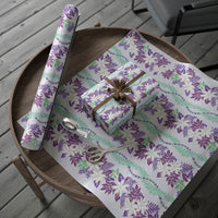 Monstera Tiare Plumeria Lei Pattern Wrapping Paper Purple Version