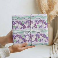 Monstera Tiare Plumeria Lei Pattern Wrapping Paper Purple Version