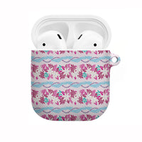 Monstera Tiare Plumeria Lei Pattern AirPods Case Pink Version